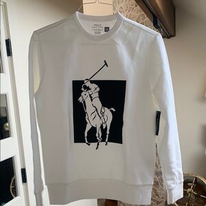 Polo by Ralph Lauren White Crewneck Sweater with Black Graphic